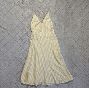 Capulet Dress Women's XS P White Yellow Striped Sleeveless V-Neck Sash-Tie